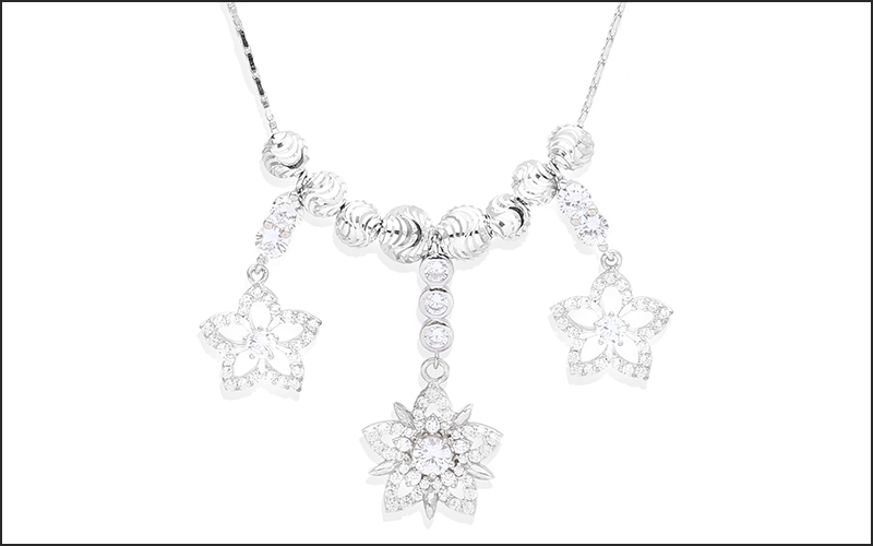 Dây chuyền 3 bông hoa lớn đính đá nổi bật